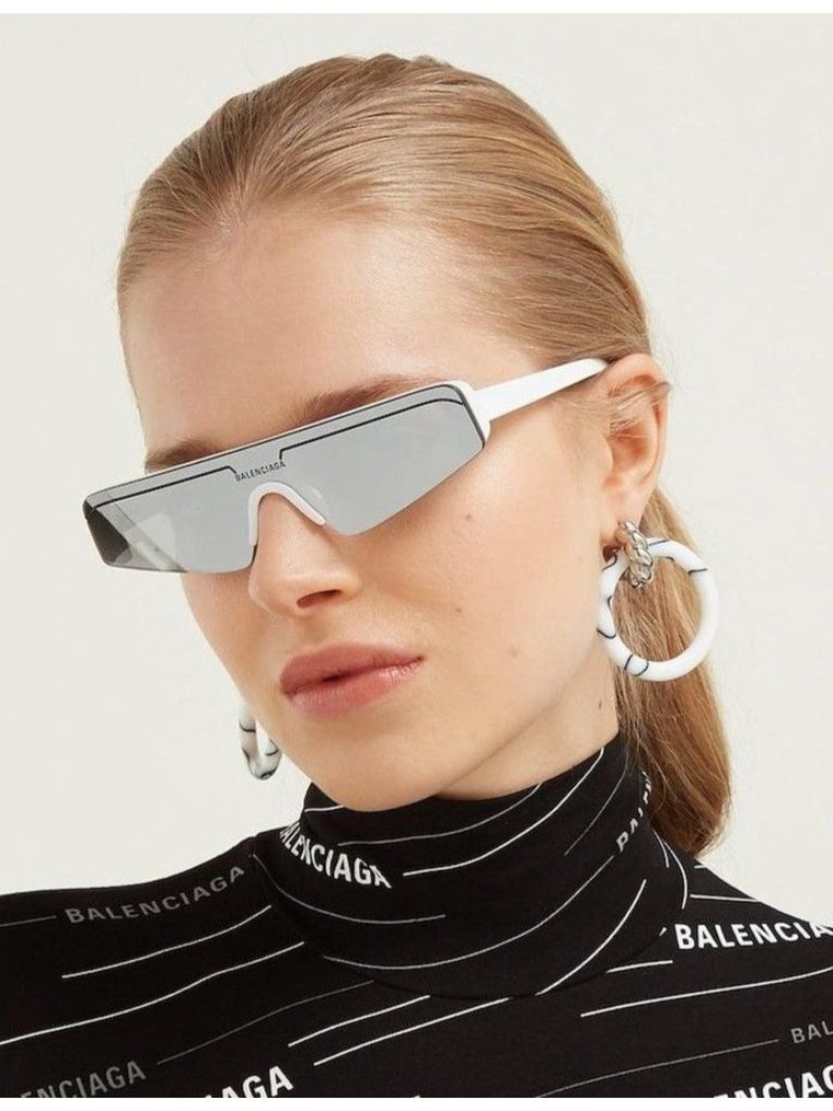 New Balenciaga Bb0003s 002 Sunglasses White Rectangle Unisex Eyewear Balenciaga